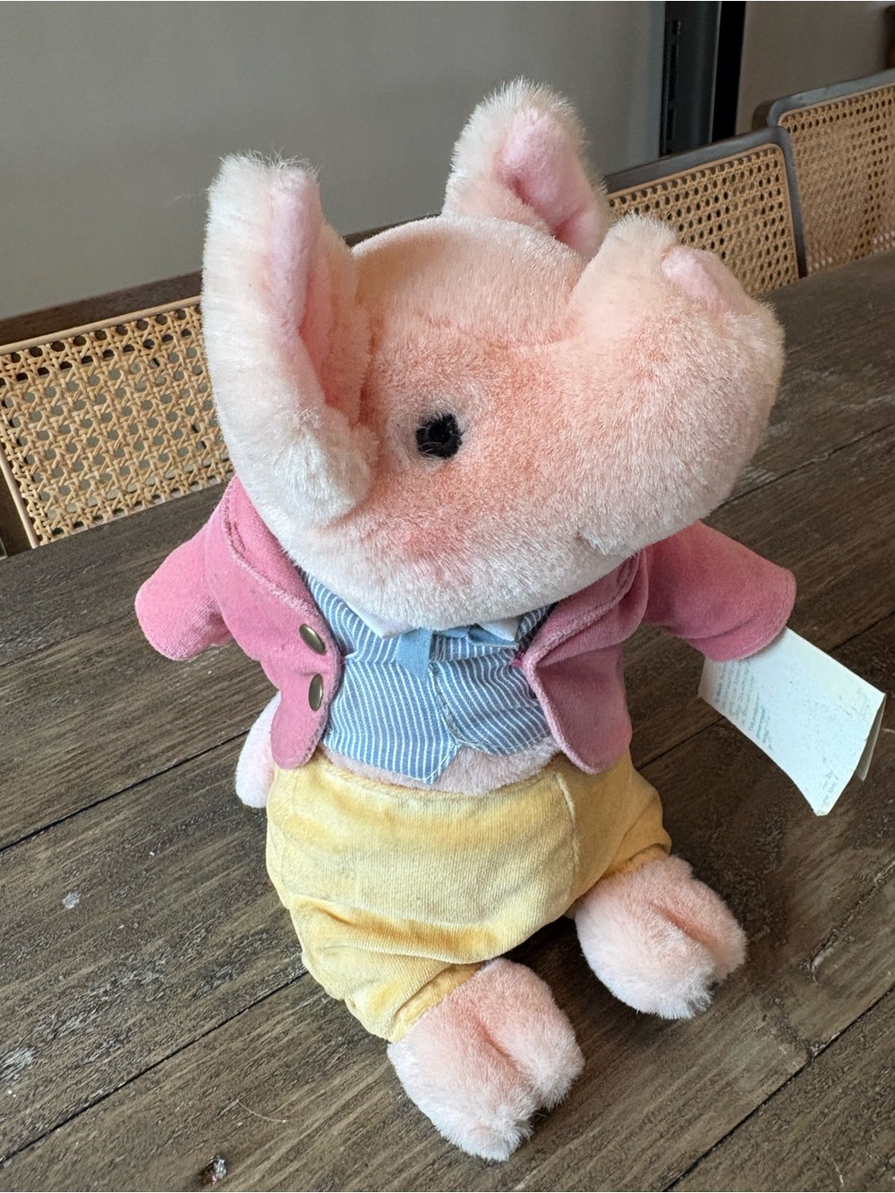 Peter Rabbit Plush Pink Piglet in Pink Jacket and Yellow Pants